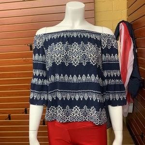 Ambiance top quarter sleeves navy blue color